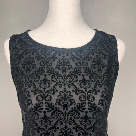 Women’s Sm. Y2K Sheer Velvet Baroque Peplum Sleeveless Top Blouse Witchy Vampire - Picture 7 of 10